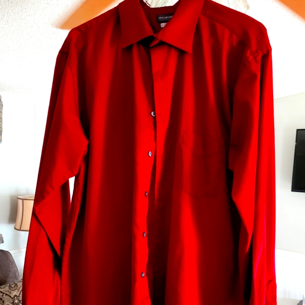 Two men's Van Heusen dress shirts